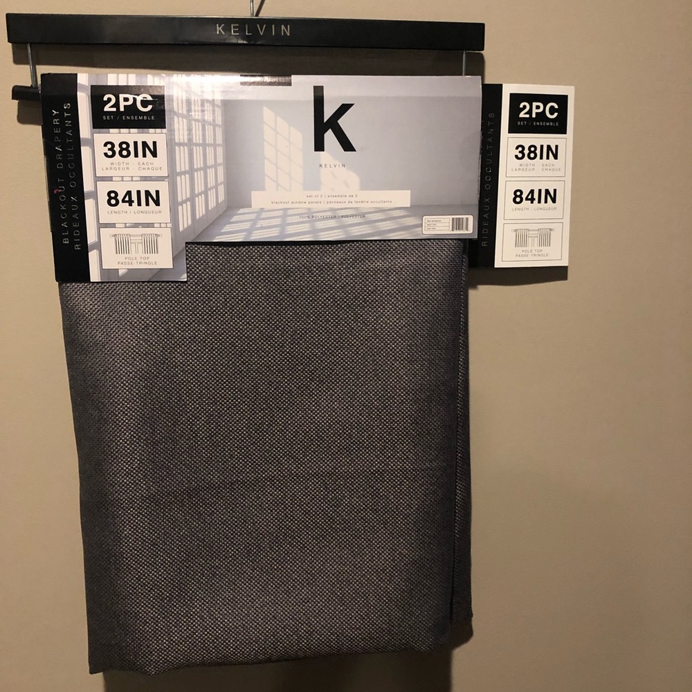 Blackout drapery two-piece curtains 84” Dark gray